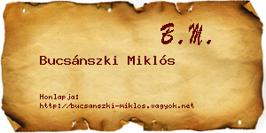 Bucsánszki Miklós névjegykártya