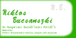 miklos bucsanszki business card